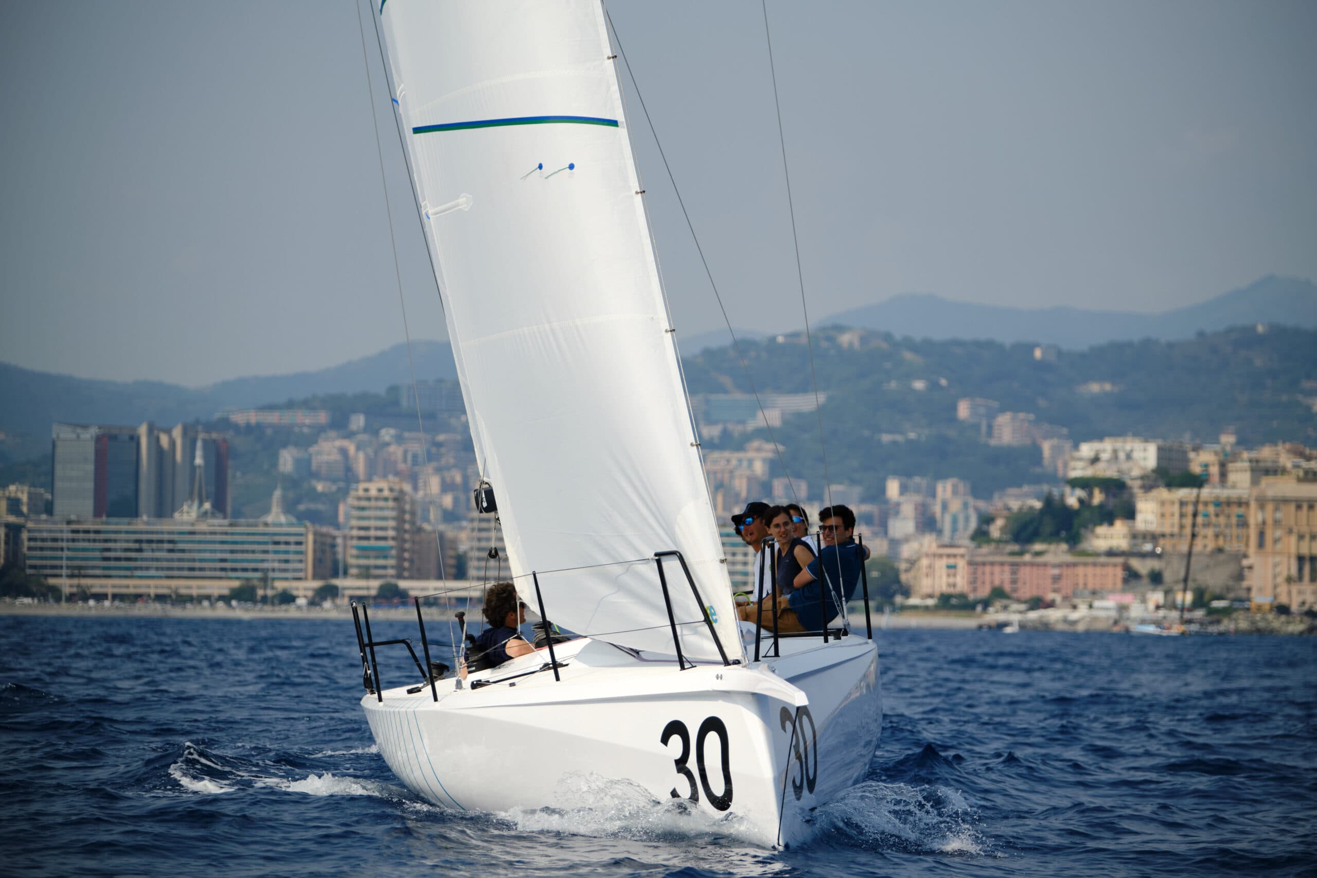 The ecoRacer30, the first fully recyclable nine-metre racing sailboat, built by Northern Light Composites using Bcomp flax fiber composites